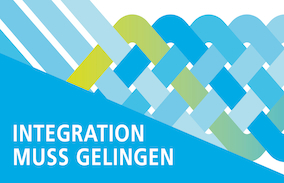Verflechtung verschiedenfarbiger Stränge als Symbol für Integration
