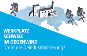 Symbolisierte Abwanderung der Industrie aus der Schweiz.