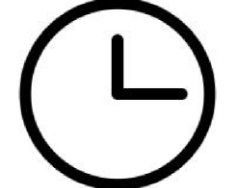 Schwarzes Uhrensymbol im minimalistischen Design, das die Uhrzeit 3:00 anzeigt